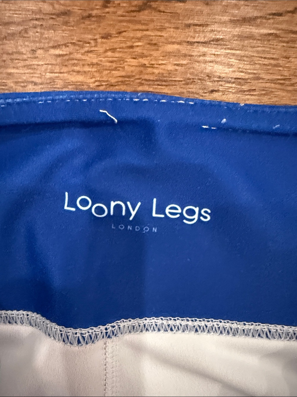 Loony Legs White Printed High-Waist Leggings with Blue Waistband - Picture 2 of 8